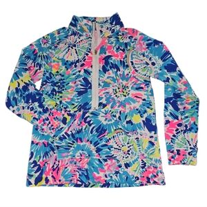 Lily Pulitzer Dive In Tie Dye Kelidiscope Multicolor Half Zip Top Little Skipper